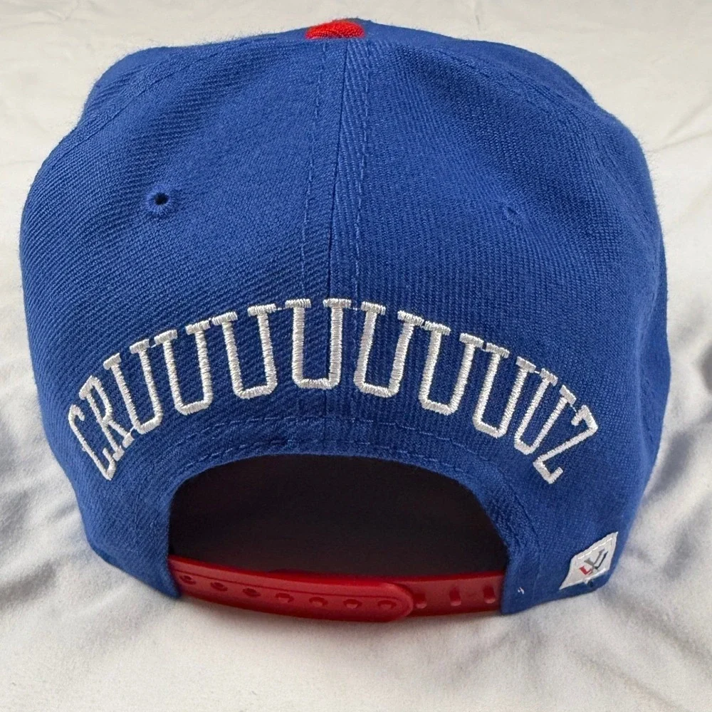 Young Whales Enjoy Football Better Victor Cruz Snapback Hat Blue Red Time Warner